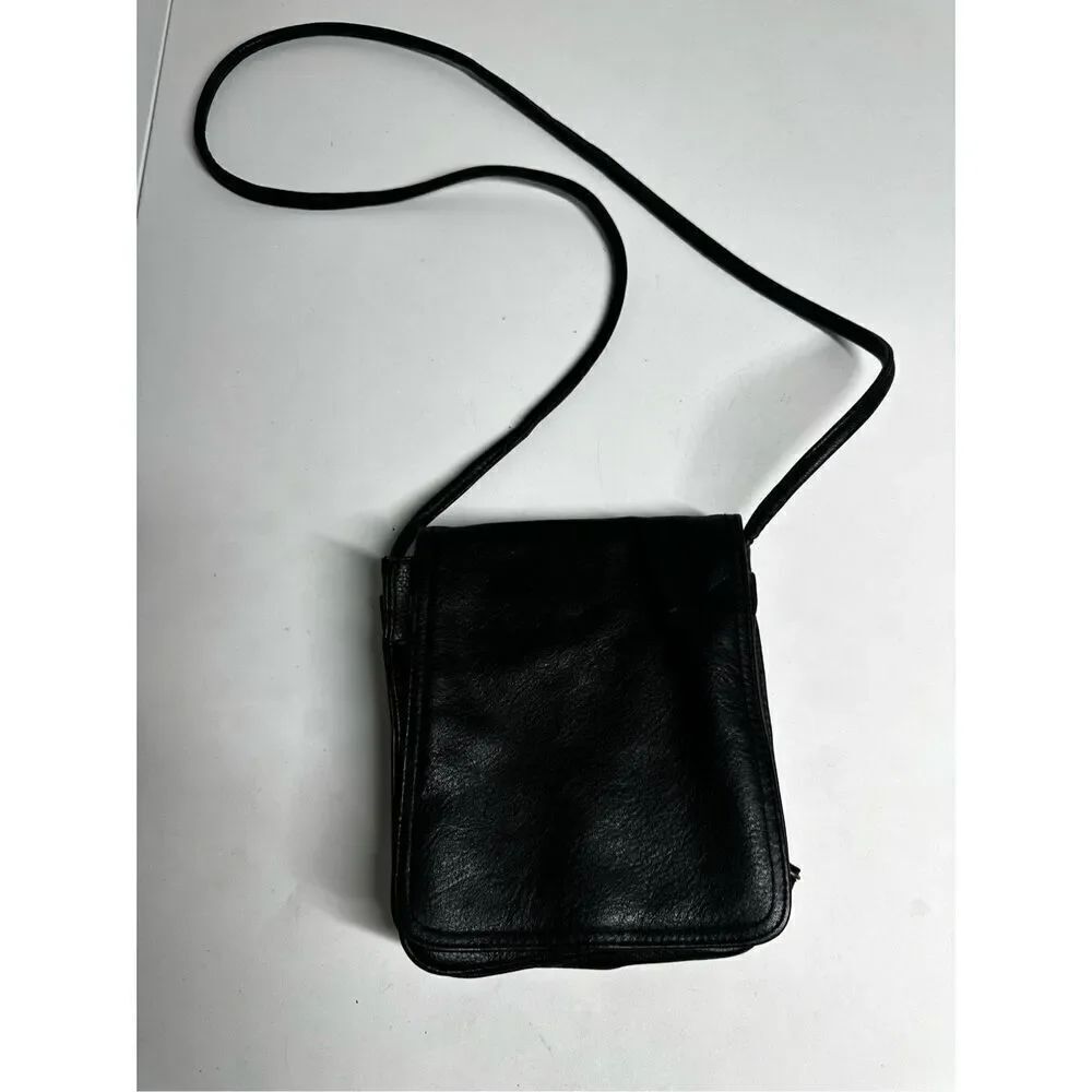 Unisex Faux Leather Black Crossbody Bag with Card Slots Plaid Lined